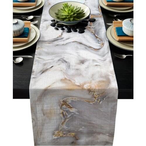 1pcs Abstract Marble Texture Modern Table Runners For Wedding Party Chirstmas Table Cover Hotel Home Table Decoration