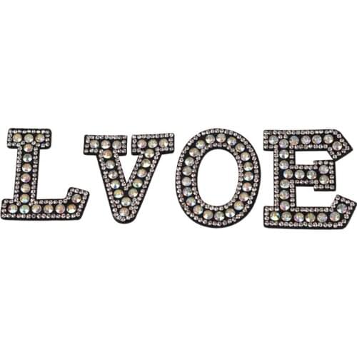 1Pc English Letter Alphabet Rhinestones Beads Patches Applique Sew on Beading Applique Clothes Shoes Bags Decoration Patch DIY