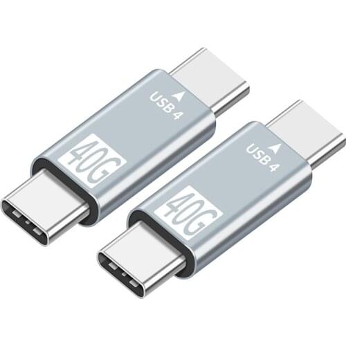 2 Pcs Type-C Adapter Mini Portable Aluminum Alloy Type-C Revolution to Male 40Gbps Light Speed Transmission USB4 Adapter