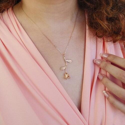 2020 Hot Selling Glamour Rose Flower Necklace For Woman Maxi Choker Boho Necklace Stainless Steel Jewelry Best lovers Gift