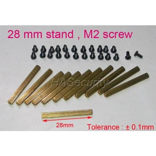 28mm (12pcs) brass stand / brace / puncheon with M2-4mm screw (24pcs) for security camera PCB module installation assembly