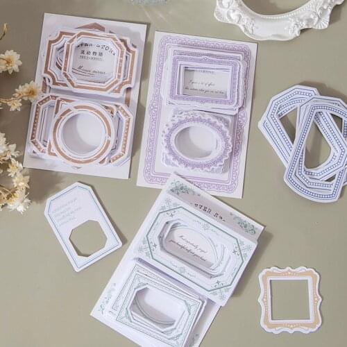 30Pcs/Bag Hollow Out Design Frame Label Material Paper Junk Journal Planner Scrapbooking Vintage Decorative DIY Craft Paper