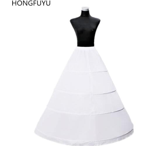 HONGFUYU White A Line Ball Gown Wedding Petticoat 4 Hoops Crinoline Slip Underskirt For Wedding Dress Wedding Accessories QC2035