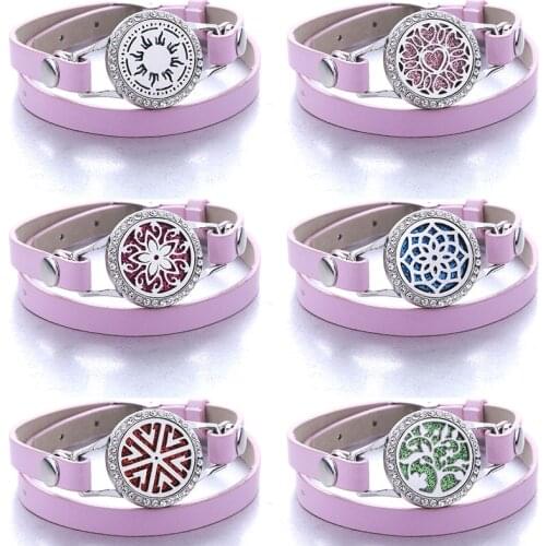 Genuine Leather Aromatherapy Bracelet Diffuser Jewelry Crystal Essential Oil Diffuser Bracelet Perfume Aroma Diffuser Bracelet