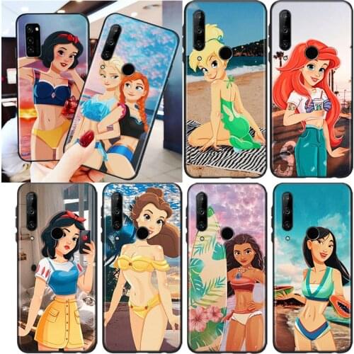 Disney Beach Princess For Honor 8S 8C 8X MAX 8A 8 7S 7A 7C Play 3E Prime Pro 2020 2019 Silicone Black Phone Case