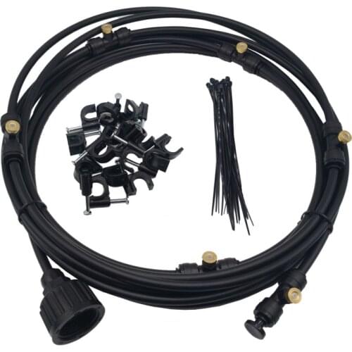 Black 9M Outdoor Garden Patio Misting Cooling System Mist Sprinkle for Garden Flowers Watering Irrigation kit Fog sprayer