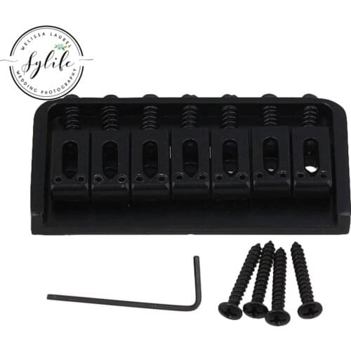 Black 7 String Fixed Bridge Replacement for Electric Guitar with Screw