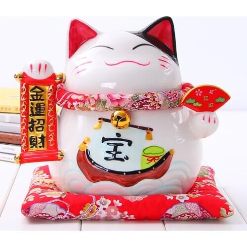 Crafts Arts Home decoration Lucky Cat ornaments large Japanese ceramic piggy piggy bank opened creative gifts Jinyun Zhaocai
