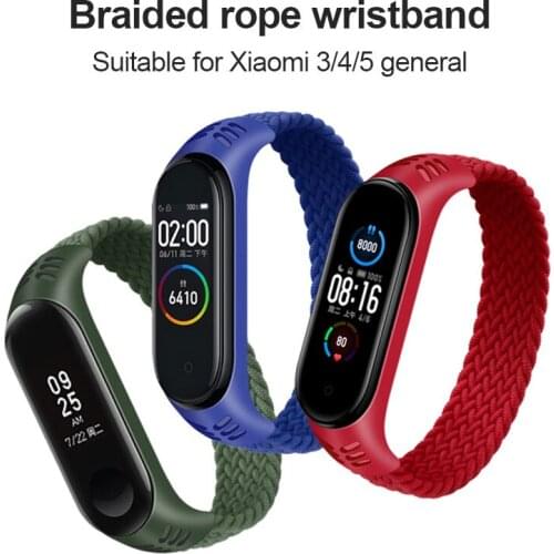 Elastic Wrist Strap For Mi Band 5 Replacement Bracelet Soft Silicone Wrist Band Straps Colorful Braided Rope Wristband Accessory