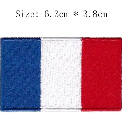 France embroidery flag Wholesale price world falg ironing sew on 100% embroidery emblemas Jeans clothing left chest sleeve caps