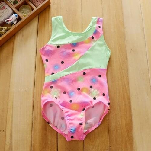 Gymnastics leotard for girls mint pink dot printing leotard for gym and dance rave printing gymnastic leotard