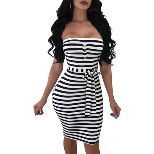 Sashes Stripe Print Summer Dresses High Waist Female Bodycon Lady women fashion sexy Bandage casual nightclub Mini dress D8149