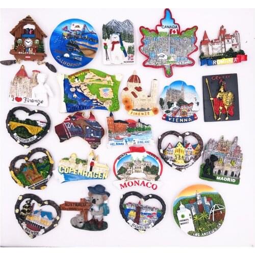 Fridge Magnet Souvenir Spain Madrid Luxembourg Austria Canada Italy Germany Frankfurt Neuschwanstein Country City Travel Decor