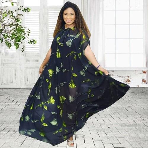 Fashion Women Boho Floral Print Long Maxi Dress Sleeveless Loose Evening Party Summer Dresses 2021 Beach Sundress Hooded