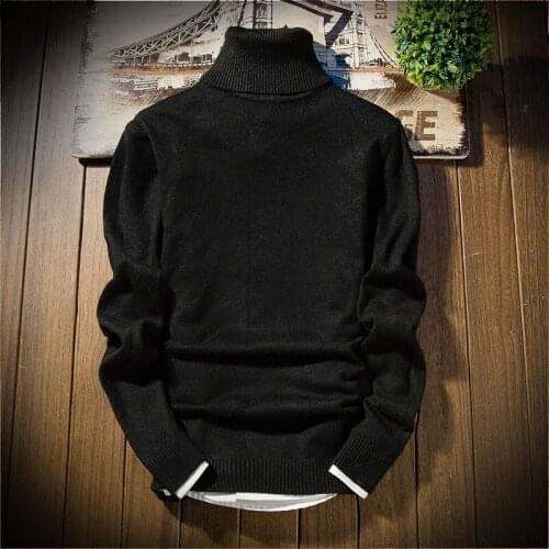 2020 Fall Mens Turtleneck Solid Color Sweater Hot Selling Fashion Casual Slim Brand Pullover Mens Classic Wool Knitwear