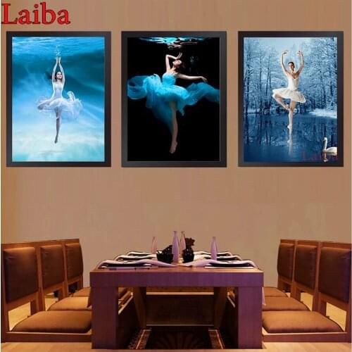 3pcs set Full Resin Square Diamond Painting Ballet dance landscape 5D Diamond embroidery Diamond Mosaic Cross Stitch decoration