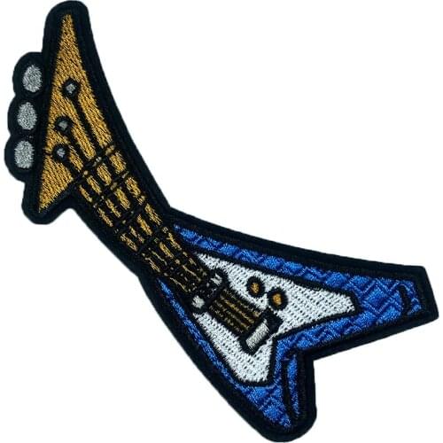 Guitar Bass Saxophone Musical Instrument Badge Embroidered DIY Apparel Cloth Fabric Sticker Patch for Musician