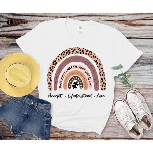 Don'T Judge What You Don'T Understand Shirt, Autism Awareness Puzzle Autistic Cheetah Rainbow Shirt For Kids