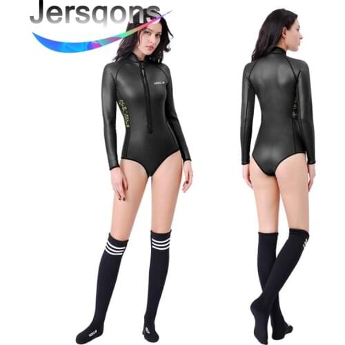 Jersqons 2mm Elastic CR Smoothskin Women SCS Neoprene Wetsuit Siwmsuits Diving Waterproof Jacket Shorts Surfing Snorkeling