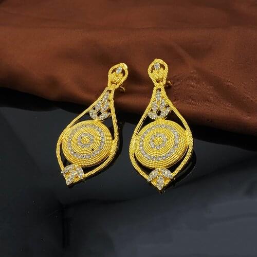 New Fashion Gold Color Metal Drop Hanging Earrings Simple Stone Earings For Women Statement Jewelry Party Gift Wedding