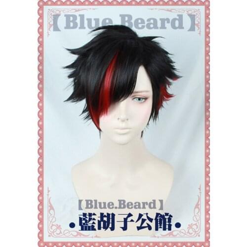 Anime Nagumo Tetora Cosplay Wigs Short Black Mixed Red Synthetic Halloween Party Costume Wigs + Wig Cap