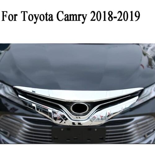 Car Front Bumper Chrome Upper Grille Top Trim Hood Molding Garnish for Toyota Camry 2018-2019
