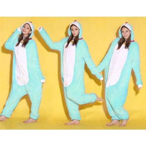 Japanese Cartoon Doraemon Animal Cat Adult Flannel Onesies Onesie Pajamas Jumpsuit Hoodies Sleepwear For Adults