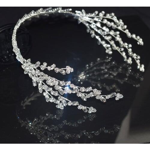 Luxury Rhinestone Hair Band Headband Womens Silver Plated Headdress Hair Accessories Bride Crown Hair For Women Gift