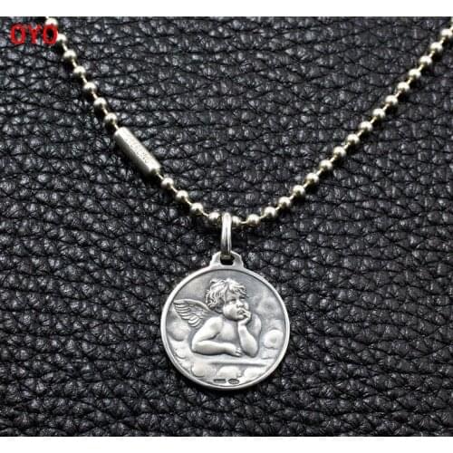 S925 sterling silver Thai silver handmade catholic personality cute fashion female trend sweet little angel necklace pendant