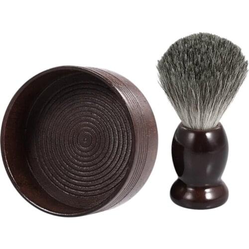 Shave Lather Brush+Shaving Bowl Wooden Shave Mug Shaving Kit for Men