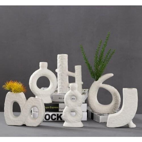 Nordic Ins Ceramics Vase Home Decoration Ornaments White Vegetarian Ceramic Flower Pot Art Vases Home Decorations Crafts Gifts