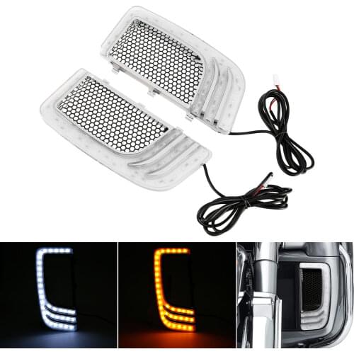 Motorcycle Fairing Lower Grills LED Turn Signal Light For Harley Touring Electra Glide Road Glide 2014-2020