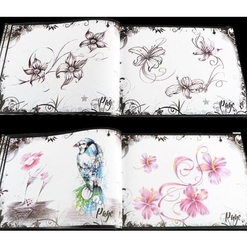 Tattoo Book Album 43 Pages Flower Warm Little Bird Sketchbook Butterfly Dragonfly Design Book Tattoo Accessories Artist