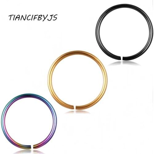 TIANCIFBYJS Medical Titanium Nose Ring Fashion Fake Piercing Stainless Steel Body Clip Hoop Septum Jewelry 100pcs Mix 3 Sizes