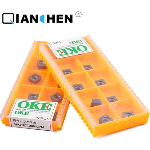 OKE 10pcs/lot High Precision High Performancehigh Strength CNC SPGT070T308-QPM OP1315 Industry Carbide Inserts Hard Alloy