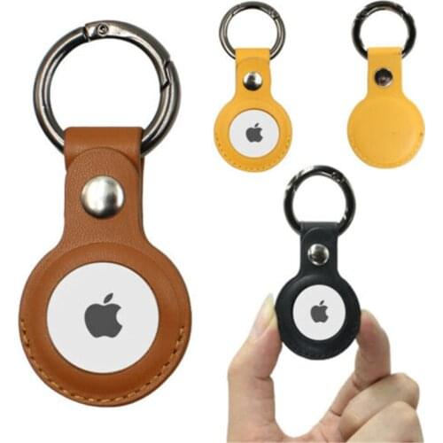 100% Genuine Leather Protective Case for Apple Airtags Anti-lost Keychain Ring Skin Cover for Air Tags Location Tracker Sleeve