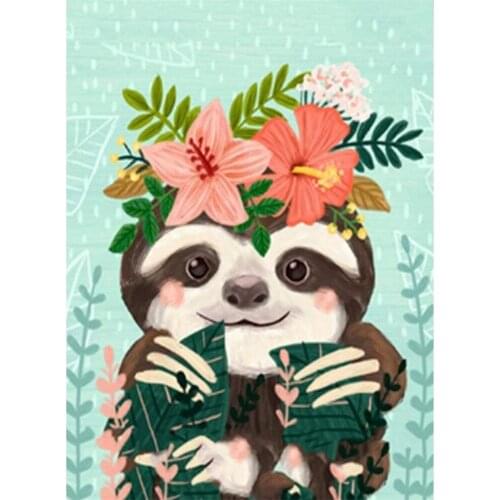 Animal Sloth DIY Embroidery 11CT Cross Stitch Kits Needlework Craft Set Printed Canvas Cotton Thread Home Dropshipping