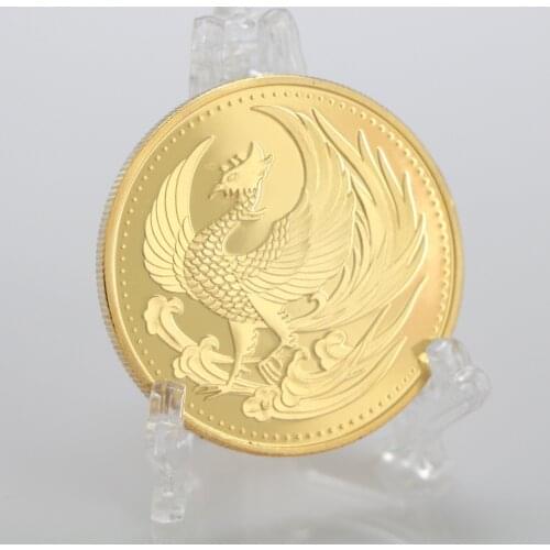 Phoenix Gold Coin Japanese Traditional Culture Phoenix Nirvana Commemorative Coin Gold-plated Hundred Bird Scale Tribe Wishing