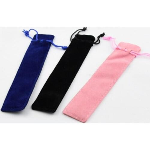 1000pcs Solid Color Velvet Pen Pouch Holder Single Pencil Bag Pen Case Rope Locking Gift Bag LX8034