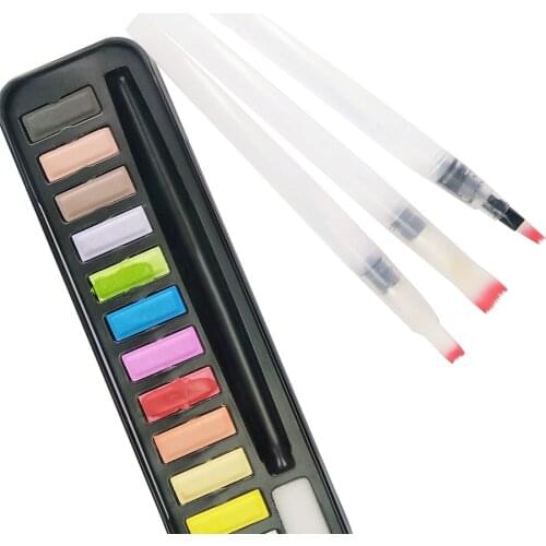 12 colors 18 colors 24 colors Solid watercolor brush student watercolor paint art painting set Not-toxic