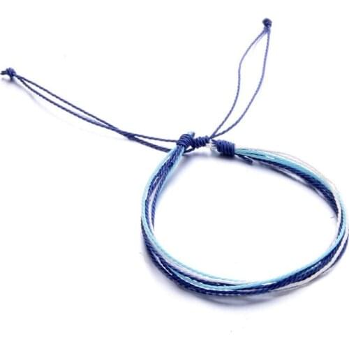 3Pcs Friendship Handmade Waxed Cord Weave Multi-layer Beach Wave Bracelets Kit J60E