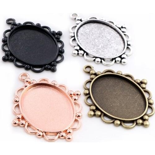 5pcs 30x40mm Inner Size 4 Colors Pierced Style Cabochon Base Setting Charms Pendant