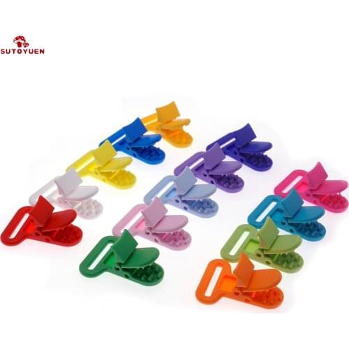 50PCS KAM Plastic Pacifier Clips Dummy Clips Soother Nipples Teething Toy Holder For Baby Feeding Accessories 25mm Ribbon