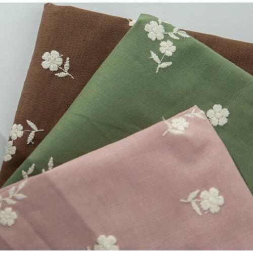 50cm*125cm/piece,Flower Embroidery Cotton Linen Cloth,Clothing,Skirt,Tablecloth,Curtain,Decorative Fabric,DIY Handmade Material