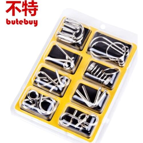 8pcs/set Metal Wire Puzzle IQ Mind Brain Teaser Puzzles Game For Adults And Kids Eeducational Toy