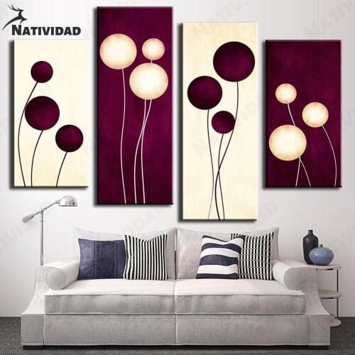 Abstract Modern Wall Painting Print Art Picture Poster Combined with Plum Blossom Cream Circle Home Room Decoration Canvas Paint