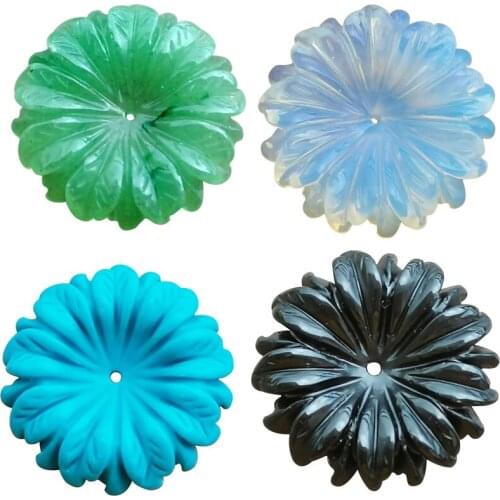 Free shipping Fashion Jewelry Aventurine Opal Carnelian Howlite Flower Art Pendant Bead WB935