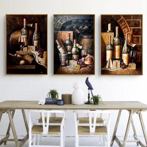 No frame classical still life red wine vase canvas printings oil painting printed on cotton home wall art decoration picture