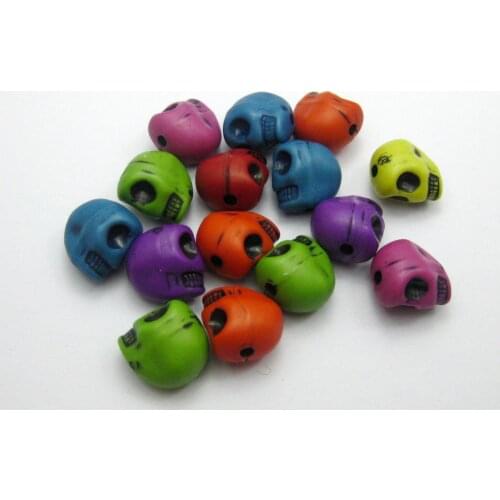 50 Mixed Color Acrylic Halloween Gothic Skull Beads 13mm