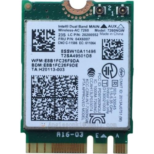 Dual Band 7260NGW WLAN WIFI Card Bluetooth 7260AC NGFF 867M 802.11ac intel Wireless-AC 7260 For THINKPAD T440S X240S X230S W540